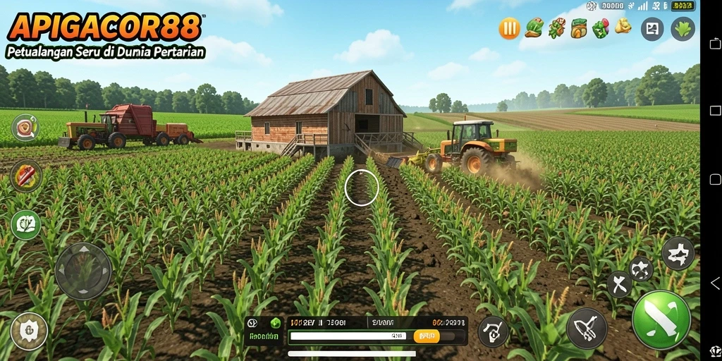 Gameplay seru di APIGACOR88 dengan kebun yang subur.