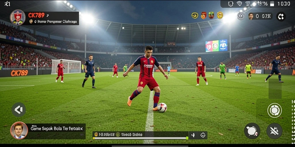 Tangkapan layar CK789 menampilkan pemain sepak bola dalam aksi sengit di lapangan.