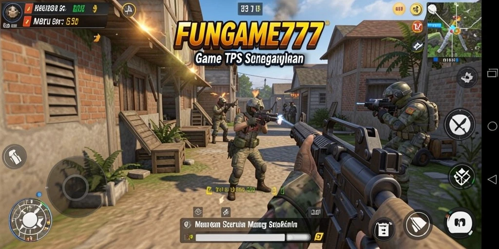 Screenshot gameplay FUNGame777 menampilkan aksi tembak-menembak yang intens dan seru.