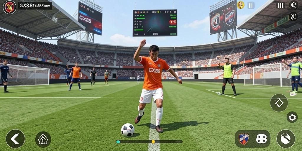 Tangkapan layar gameplay GX88 menampilkan aksi seru dalam olahraga.