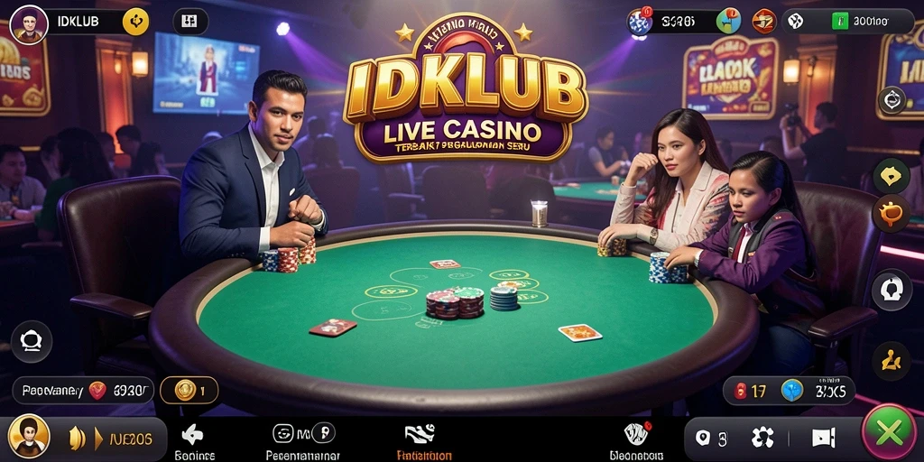 Tampilan gameplay seru Live Casino di IDKLUB dengan dealer langsung.