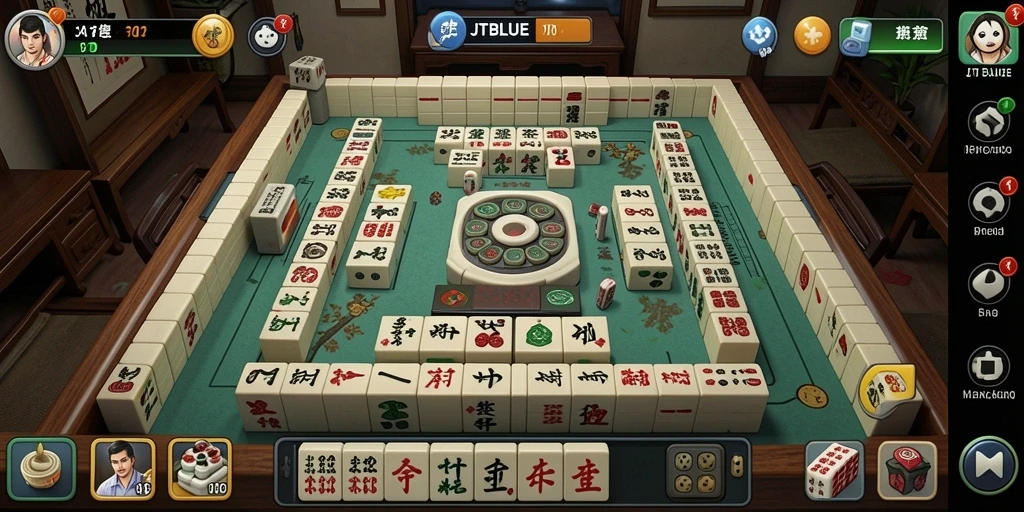 Screenshot gameplay JTBLUE yang menunjukkan aksi seru permainan Mahjong.