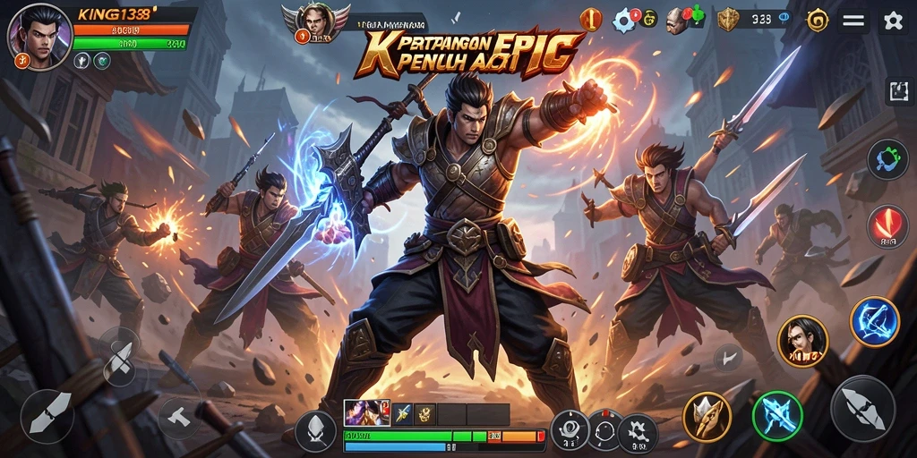 Screenshot KING138 menampilkan adegan pertarungan yang mendebarkan antara karakter utama.