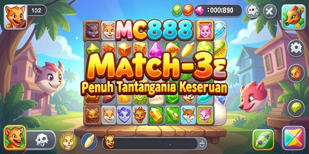 Screenshot menampilkan gameplay seru dari MC888 dengan elemen Match-3.