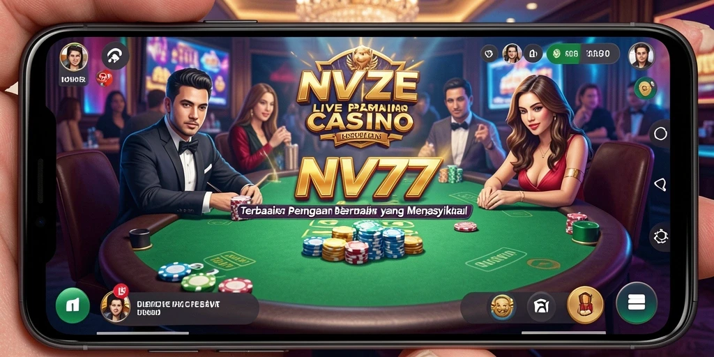 Screenshot gameplay NV77 menunjukkan suasana live casino yang mengasyikkan dan interaktif.