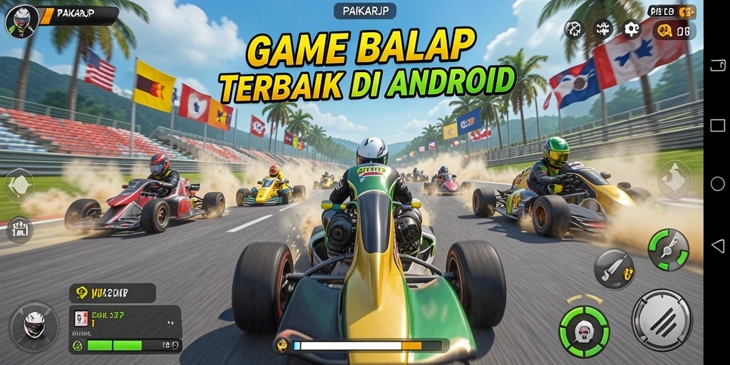 Gameplay balap mendebarkan di PAKARJP dengan kendaraan yang bertenaga.