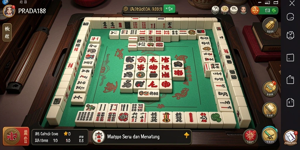 Tampilan menawan dari gameplay Mahjong di PRADA188 yang penuh tantangan.