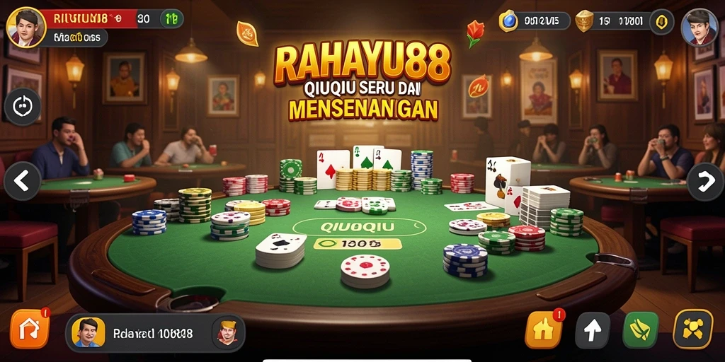 Tampilan gameplay RAHAYU88 dengan kartu domino yang seru.