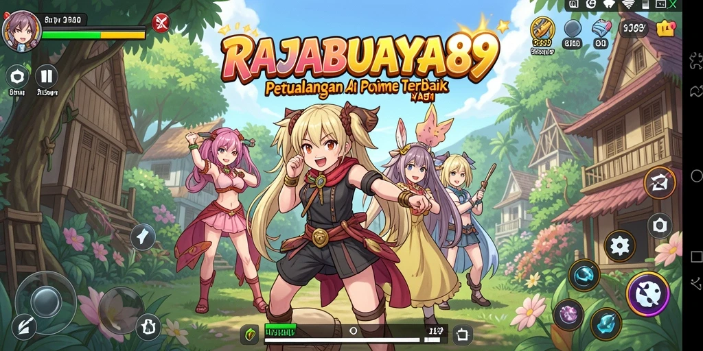 Tampilan gameplay RAJABUAYA89 yang menakjubkan dengan karakter anime.