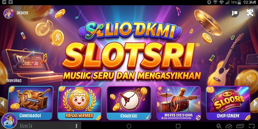Tampilan gameplay SLOTSRI dengan berbagai lagu dan slot yang menarik.